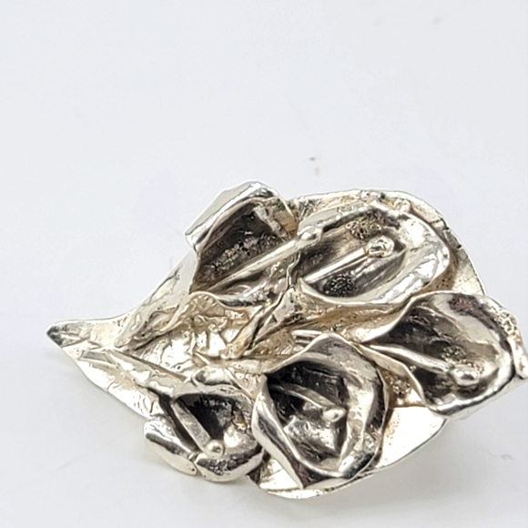 CALLA LILIES BOUQUET RING HANDMADE IN STERLING SILVER METAL SIZE 6.5 - Picture 6 of 12